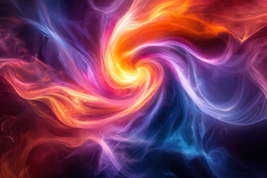 An Abstract swirling energy representing fusion power with vibrant colors and dynamic movement, creating sense of depth and motion