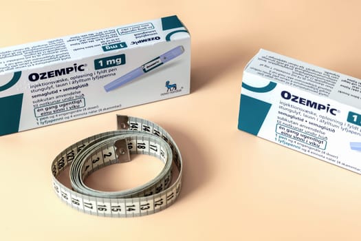 Ozempic Insulin injection pen or insulin cartridge pen for diabetics. Medical equipment for diabetes parients.