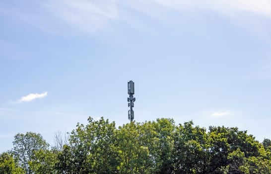Cellural antenna and telecommunications tower. Mobile phone base station. High quality photo