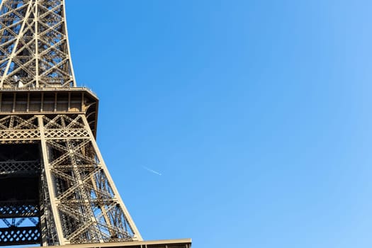 The view of Eiffel tower with blue sky. High quality photo