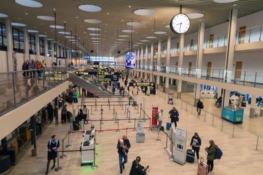 View of the Copenhagen International Airport Security check at gates. Copenhagen, Denmark - October 25, 2024