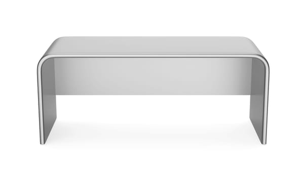 Modern silver office desk on white background
