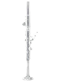 Celebration flute, elegant design, suspended bubbles, crystal clear, professional
