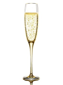 Elegant Flute A sleek and tall champagne flute with a slender stem, filled with sparkling