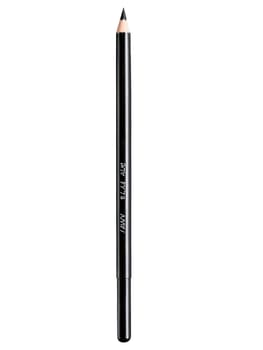 Matte black eyeliner pencil with a sleek, minimalist design, captured in a simple, yet elegant setup.