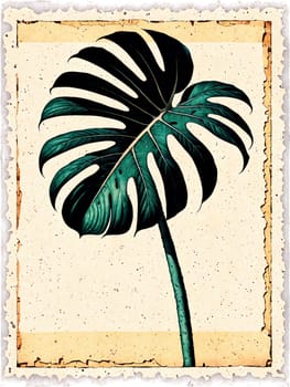 Vintage Botanical Aged, textured paper with a vintage Monstera illustration.