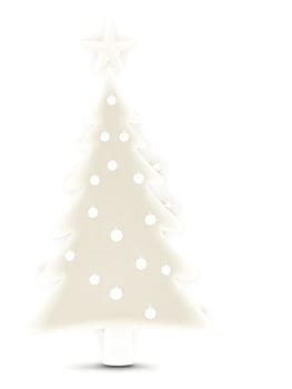 Minimalist White Christmas Tree, decorated with simple white lights and a single star, isolated on a transparent background.