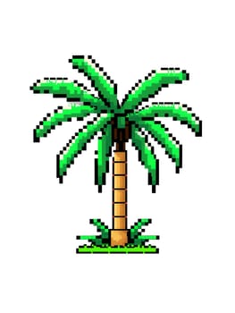 Palm Tree, pixel art, 8-bit style, bright colors, transparent background, product hero shot, dynamic advertisement, motion blur.