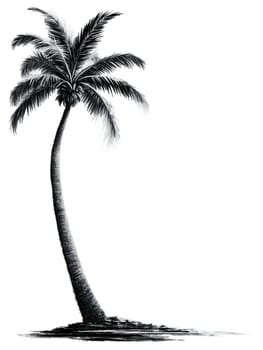 Palm Tree, charcoal drawing, textured, dark tones, transparent background, product hero shot, dynamic advertisement, motion, isolated.