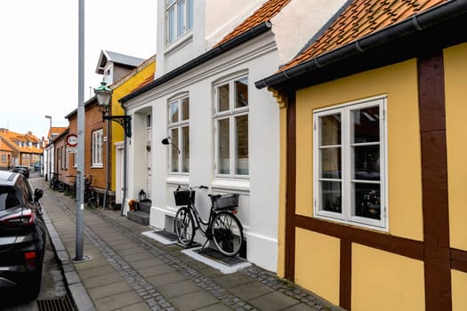 Traditional old residential houses with tiled roofs on the island of Bornholm, Denmark - November 20, 2024