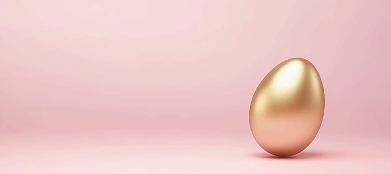 A minimalist easter card template featuring a single golden egg set against a pastel pink and green backdrop. the composition is simple and elegant, providing ample space for personalized messages, ideal for modern greeting designs.