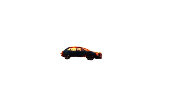Car on fire png without bg. High quality image