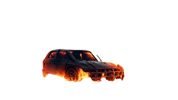 Car on fire png without bg. High quality image