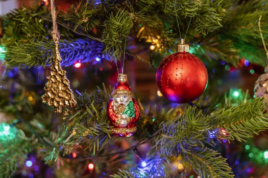 Christmas tree decorated with balls and gerland. High quality photo