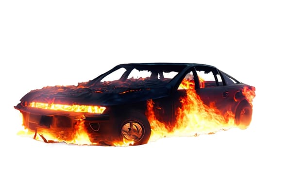 Car on fire png without bg. High quality image