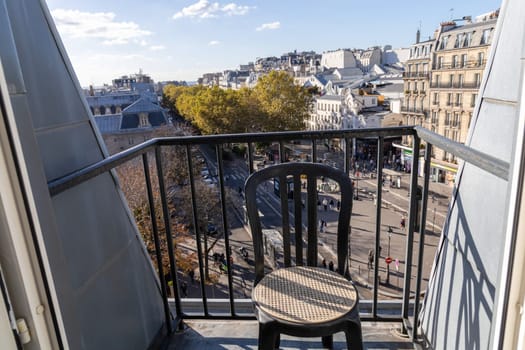View from the balcony to the streets of Montmartre in Paris, France - October 30, 2024