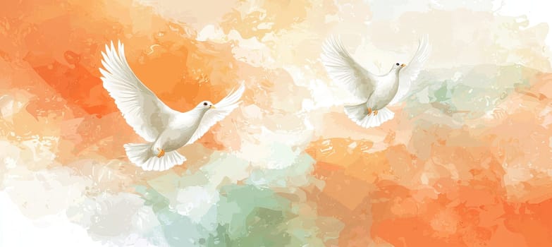 Doves gracefully soar over an indian flag backdrop, embodying peace and freedom. the colorful fabric background provides ample white space, ideal for adding text, making it perfect for republic day promotions and designs.