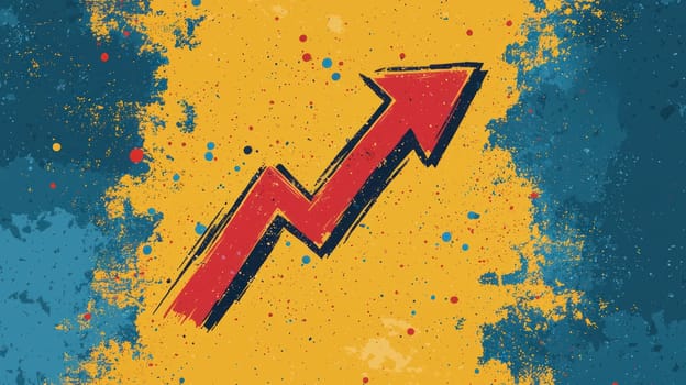A Bold arrow pointing upwards on vibrant yellow background, symbolizing growth and progress