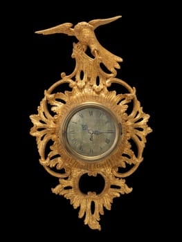 Antique Gilt Wall Clock with Calendar Ornate, Decorative, 18th Century