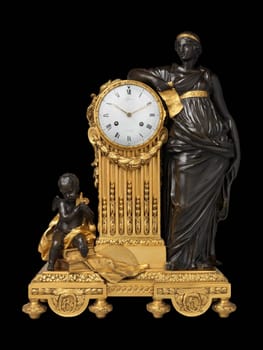 Antique French mantel clock titled Pendule Uranie by Jean-Andre Lepaute, circa 1764-1770. The clock features ormolu and bronze, showcasing a sculptural figure and intricate details in the Neoclassical style