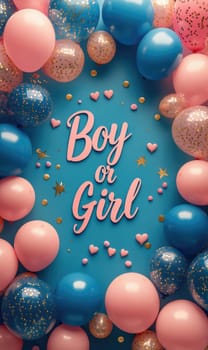 Gender celebration, a joyful party with pink and blue, a heartfelt moment of excitement and togetherness as the boy or girl reveal becomes a cherished part of the family celebration
