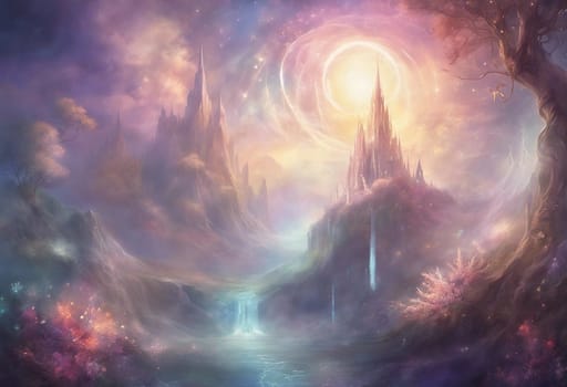 Fantasy surreal colorful landscape - Generative ai