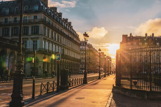 Early morning and sunrise on the streets of Paris, France - November 25, 2024