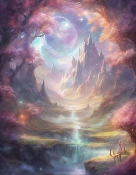 Fantasy surreal colorful landscape - Generative ai
