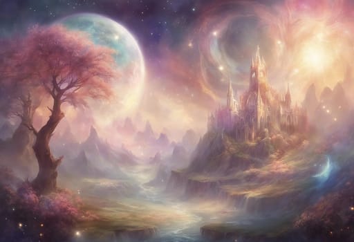 Fantasy surreal colorful landscape - Generative ai
