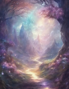 Fantasy surreal colorful landscape - Generative ai