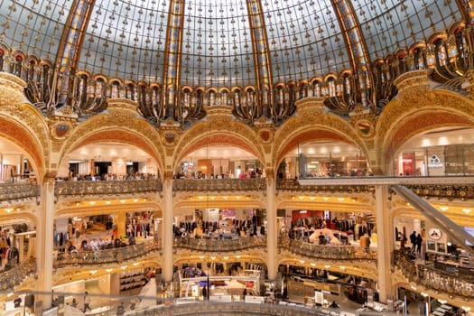 Luxury shopping mall galeries la fayette in Paris, France - October 30, 2024.