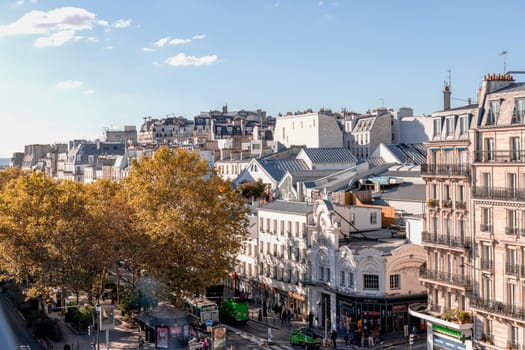 View to the streets of Montmartre and roofs of buildings in Paris, France. Paris, France - October 25, 2024