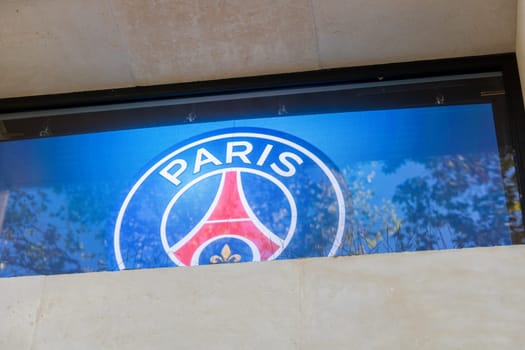 Paris Saint-Germain sign on the store in Paris, France - November 25, 2024