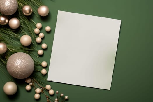 Christmas New Year holiday cards with Christmas decoration. AI Generated.