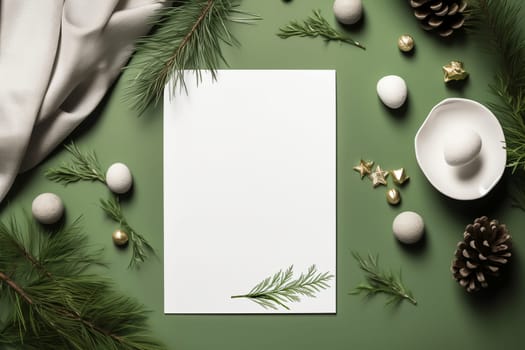 Christmas New Year holiday cards with Christmas decoration. AI Generated.