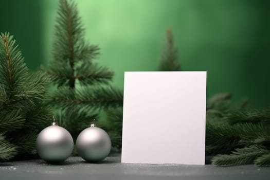 Christmas New Year holiday cards with Christmas decoration. AI Generated.