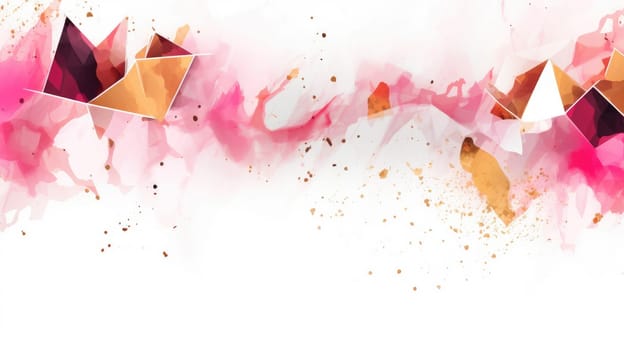 Abstract watercolor artwork mixed with buzzy geometric shapes for background of social media banner generative AI image