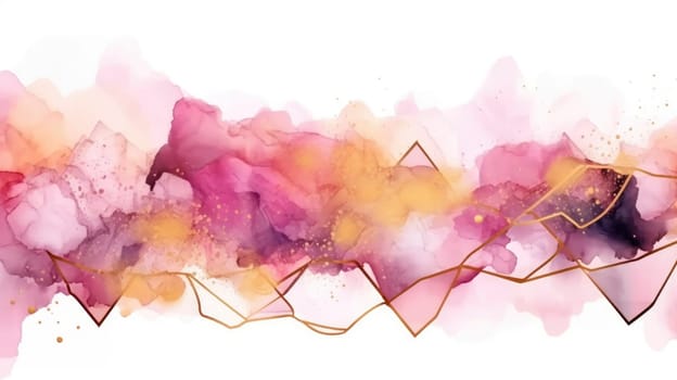 Abstract watercolor artwork mixed with buzzy geometric shapes for background of social media banner generative AI image