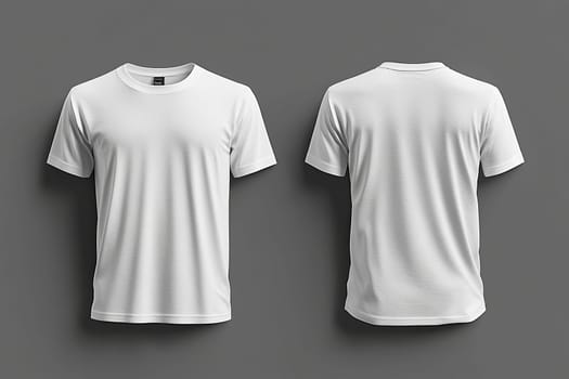 Blank short sleeve t-shirt mockup. White t-shirts front and back used as design template.