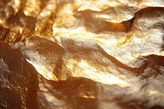 Gold foil texture with dents for luxury design. Abstract grunge metallic surface. Versatile gold background for creative projects
