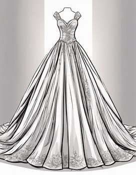 Beautiful wedding dress isolated in grey background - Generative ai