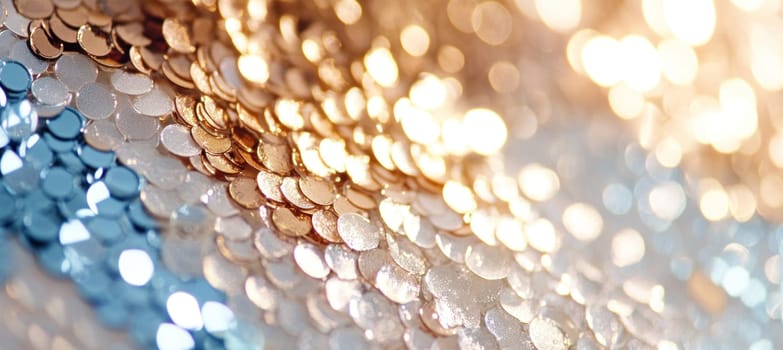 Gold and silver sequins sparkling, creating a luxurious and festive backdrop