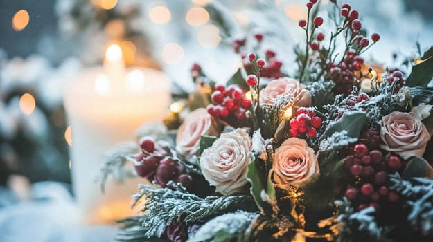 Country manor decorated for Christmas, Merry Christmas holiday idea