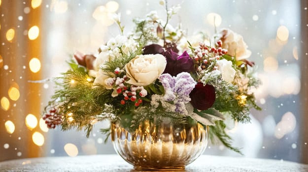 Country manor decorated for Christmas, Merry Christmas holiday idea