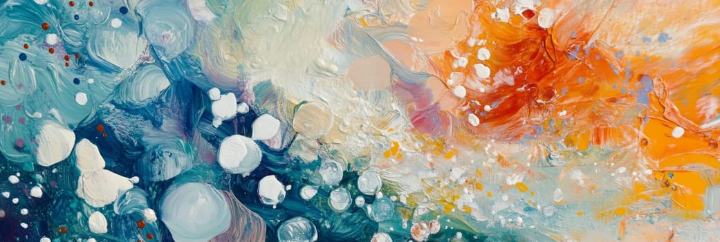 Abstract artistic banner featuring vibrant blend of colors and dynamic shapes, ideal for creative projects, modern art displays, promotional materials. Captures essence of imagination and creativity