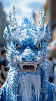 Zhonghe Festival celebration: cheerful crowd, Blue Dragon Festivity traditions, Chinese heritage, lively occasion, cultural pride, historic customs, radiant gala, communal joy, symbolic practices