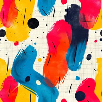 This is a lively composition filled with bold colors and dynamic shapes, which is perfect for modern design needs