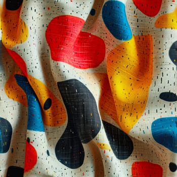 This dynamic fabric showcases bold colors and organic shapes, making it ideal for contemporary design projects