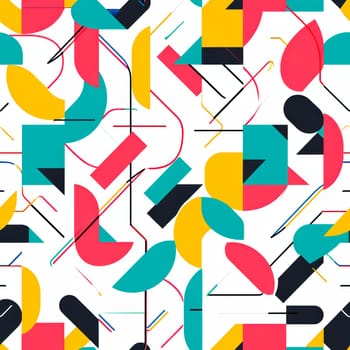Dynamic and colorful geometric shapes artfully arranged on a clean white background, ideal for creative projects