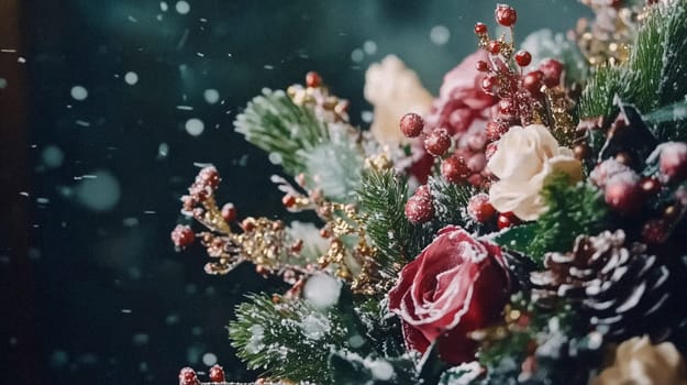 Country manor decorated for Christmas, Merry Christmas holiday idea